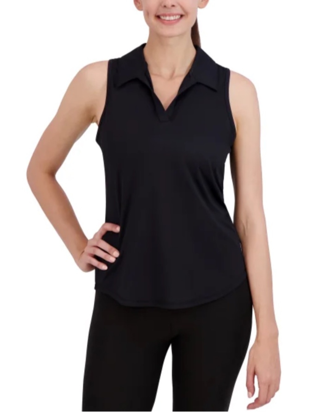 HEAD Sleeveless Polo Top Black Size Medium